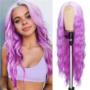 Wavy Wig, Wig Middle Part Synthetic Ombre Purple